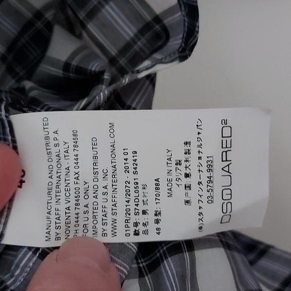 Dsquared Blue and White Plaid Made in Italy Button Down Shirt Size 48 - Picture 7 of 8
